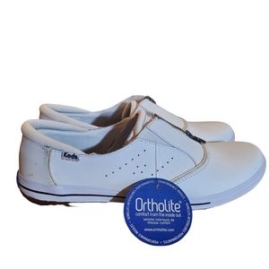 Keds Ortholite Women's Leather Upper Zip up White Sneakers Size 10  WH-52739